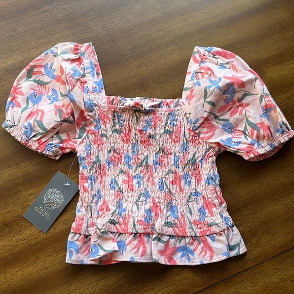 VINCE CAMUTO NWT GIRLS SIZE 6 FLORAL PUFF SLEEVED TOP - Picture 4 of 5